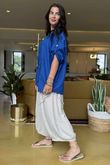 Linen Blend Quirky Top Mediterranean Blue